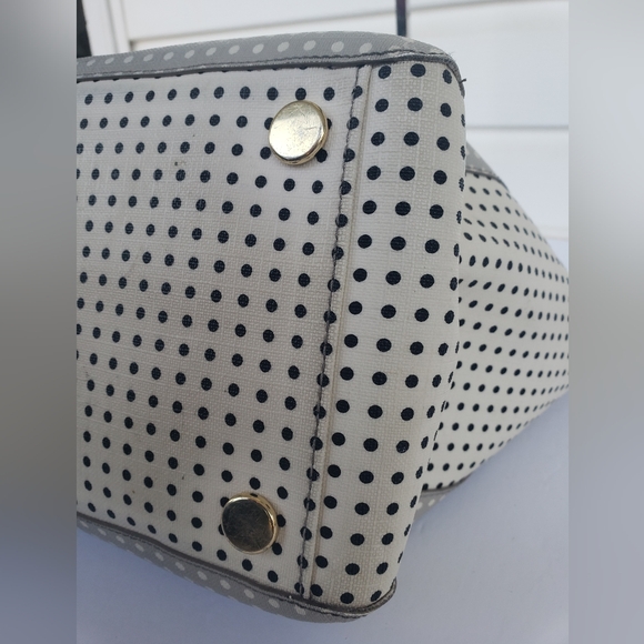 Y2K Fossil Rachel Coated Gray White with Black & White Polka Dots Tote!!! - Picture 9 of 16